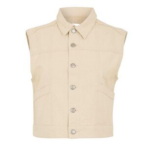 Threadbare Womens/Ladies Lucky Sleeveless Denim Jacket / Ecru